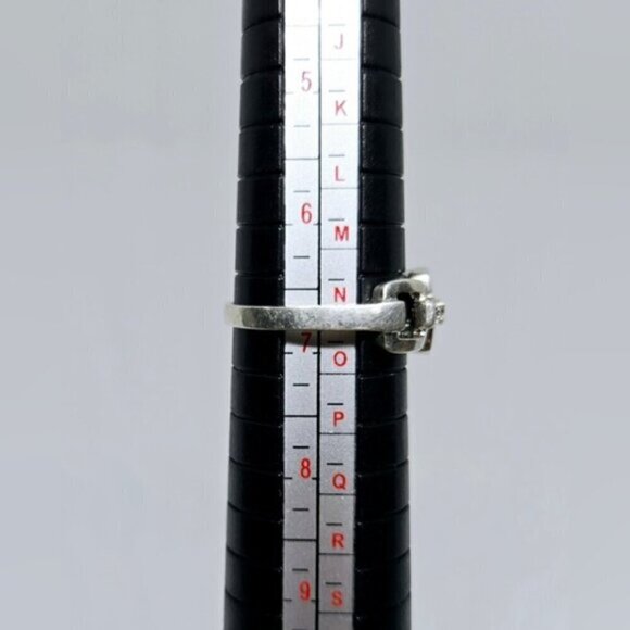 Sterling Silver Square Link with Crystal Gemstones Ring - Picture 11 of 12